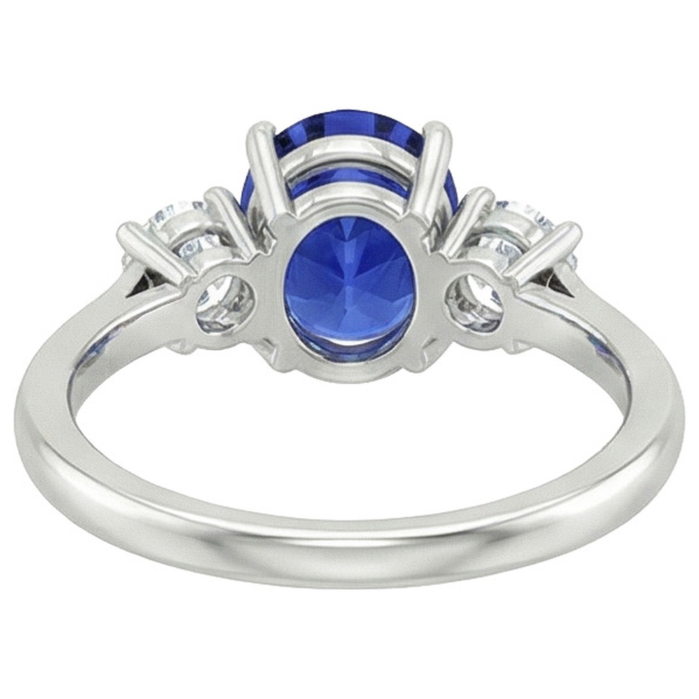 natural round sapphire 4.75ct ring profile view