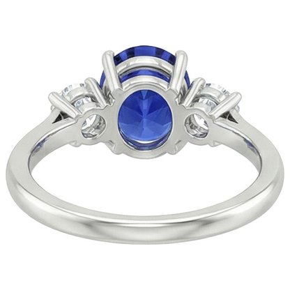 natural round sapphire 4.75ct ring profile view