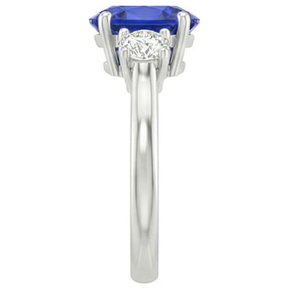 natural round sapphire 4.75ct ring top view