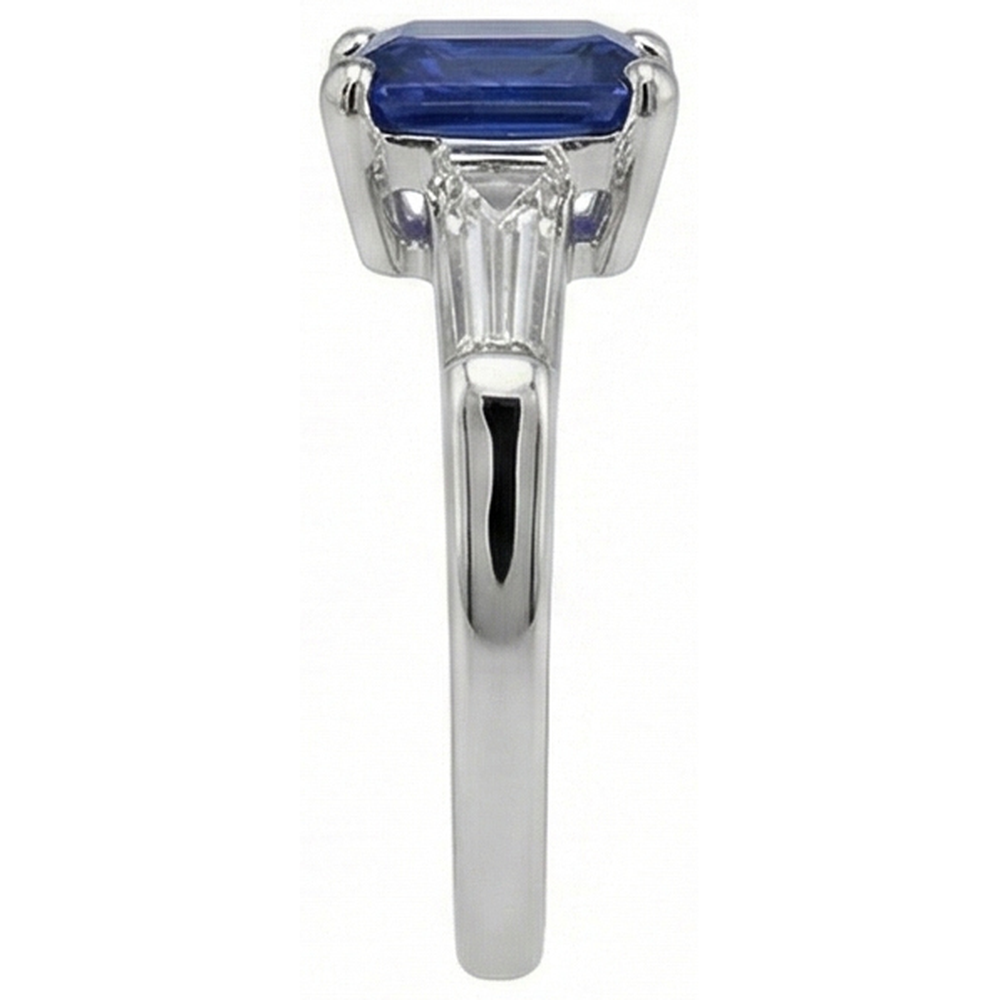 Natural Earth Mined Diamond Three Stone Ring Emerald Ceylon Sapphire 2 Carats White Gold