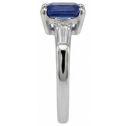 Natural Earth Mined Diamond Three Stone Ring Emerald Ceylon Sapphire 2 Carats White Gold