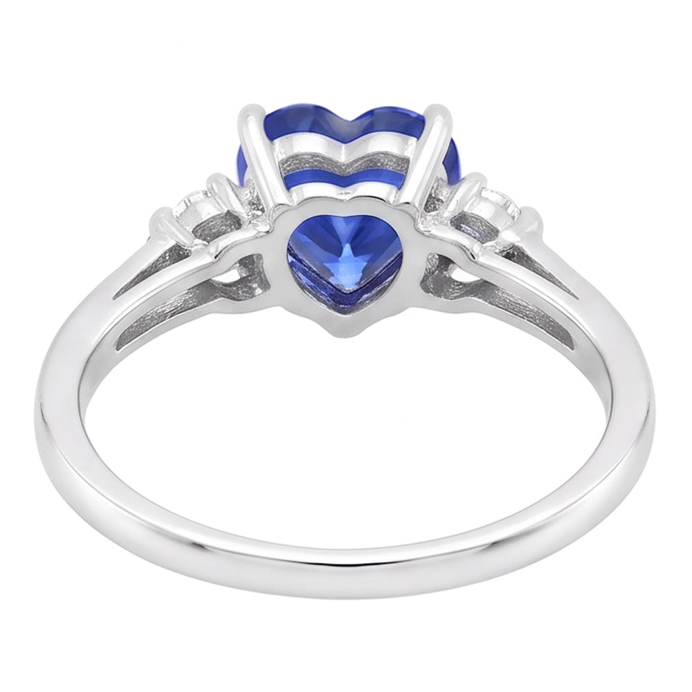 Natural Earth Mined Diamond Three Stone Sri Lankan Sapphire Ring 1.75 Carats