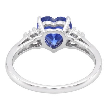 Natural Earth Mined Diamond Three Stone Sri Lankan Sapphire Ring 1.75 Carats