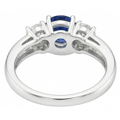 Natural Earth Mined Diamond Wedding Jewelry 2 Carat Round Ceylon Sapphire Ring