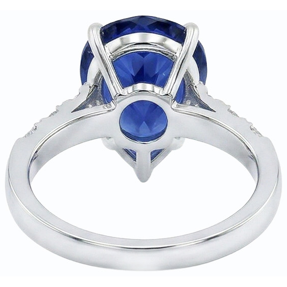 Natural Earth Mined Diamond Wedding Ring Pear Sri Lankan Sapphire Prong Set 5 Carats