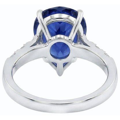 Natural Earth Mined Diamond Wedding Ring Pear Sri Lankan Sapphire Prong Set 5 Carats