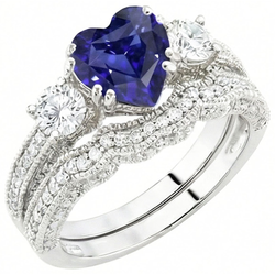 Natural Sapphire Ring 3.50ct - White Gold 14K
