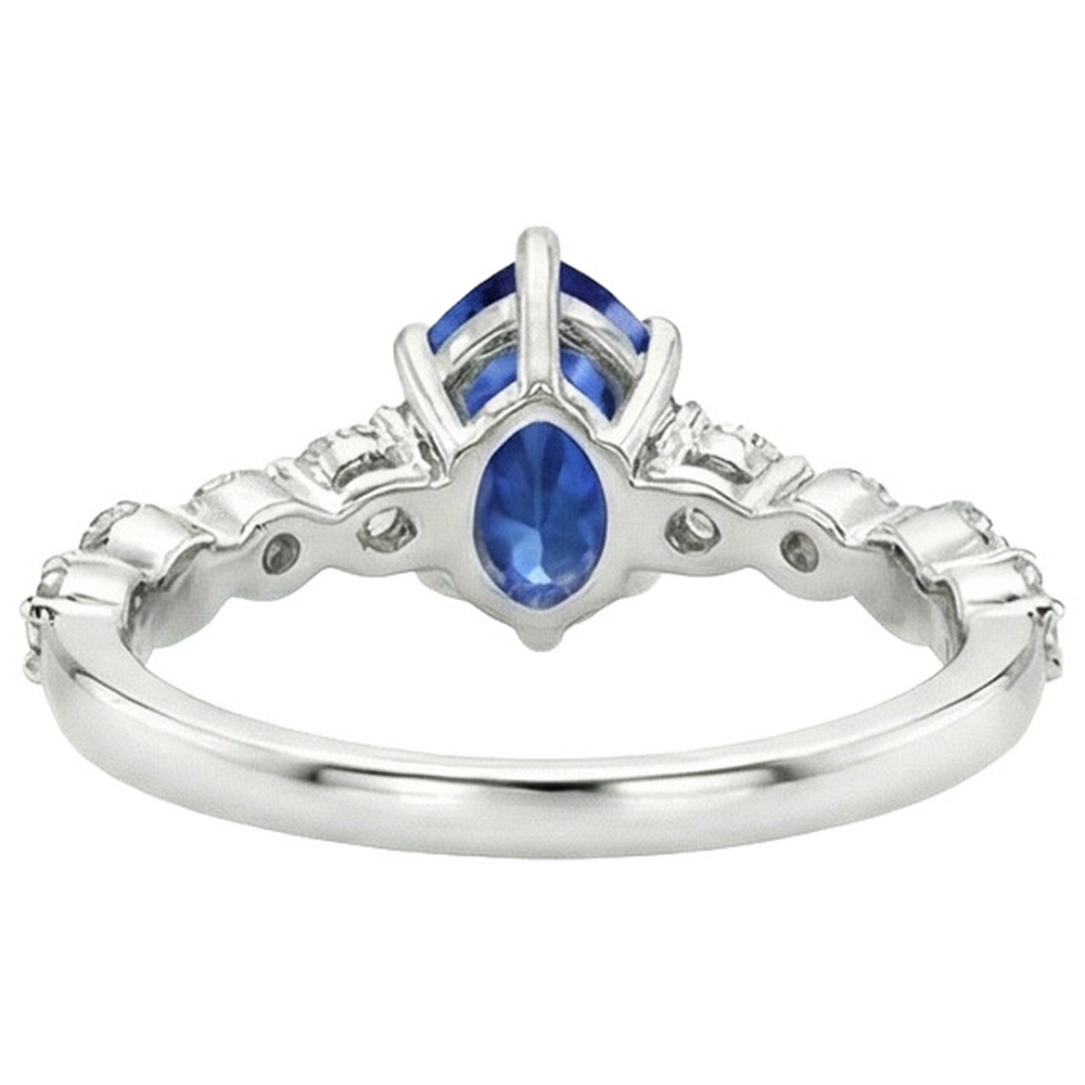 Natural Earth Mined Diamond & Pear Blue Sapphire Engagement Ring With Accents 6.75 Carats
