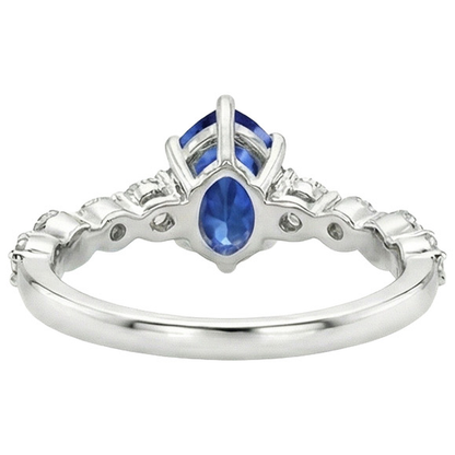 Natural Earth Mined Diamond & Pear Blue Sapphire Engagement Ring With Accents 6.75 Carats