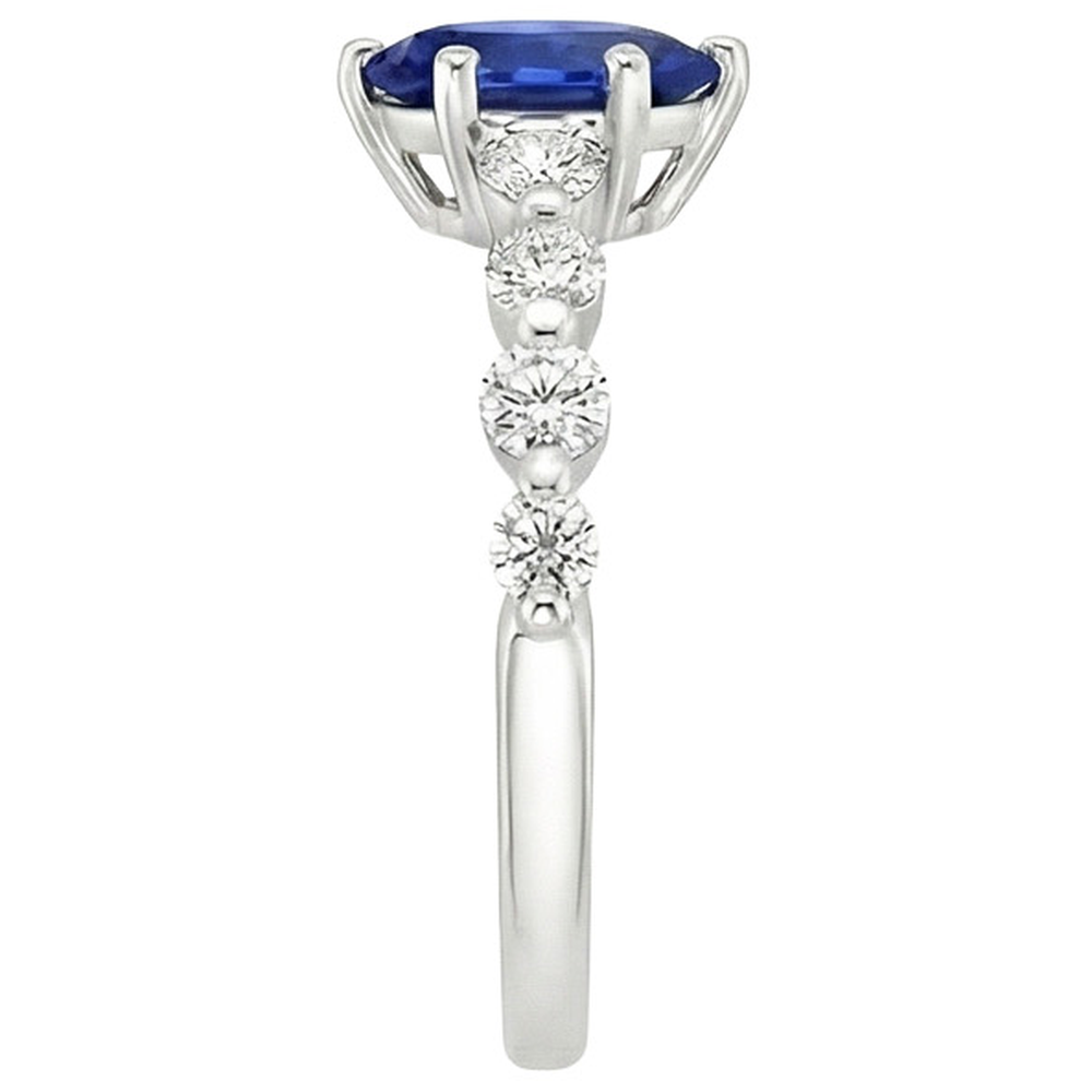 Natural Earth Mined Diamond & Pear Blue Sapphire Engagement Ring With Accents 6.75 Carats