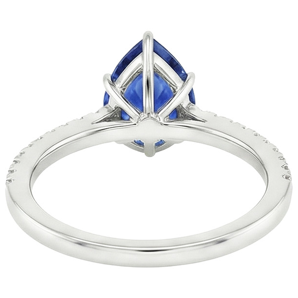 natural round sapphire 5.25ct ring on white background