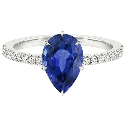 natural round sapphire 5.25ct ring top view