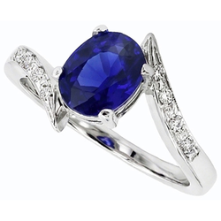 Natural Sapphire Ring 2.50ct - White Gold 14K