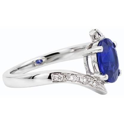 natural round sapphire 2.50ct ring profile view