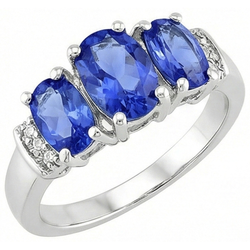 Natural Earth Mined Diamonds Ceylon Sapphire 5.25 Carats Wedding Ring Gold White 14K