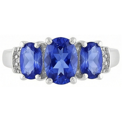Natural Earth Mined Diamonds Ceylon Sapphire 5.25 Carats Wedding Ring Gold White 14K