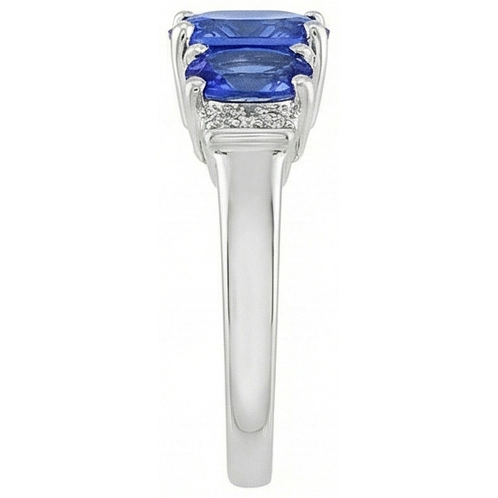 Natural Earth Mined Diamonds Ceylon Sapphire 5.25 Carats Wedding Ring Gold White 14K
