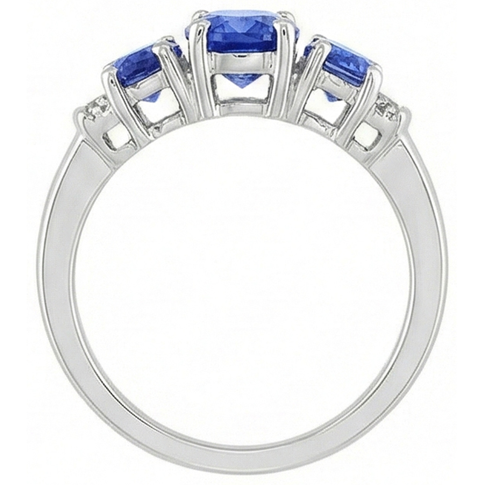 Natural Earth Mined Diamonds Ceylon Sapphire 5.25 Carats Wedding Ring Gold White 14K