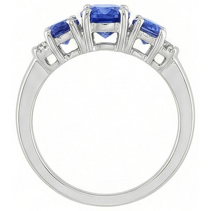 Natural Earth Mined Diamonds Ceylon Sapphire 5.25 Carats Wedding Ring Gold White 14K