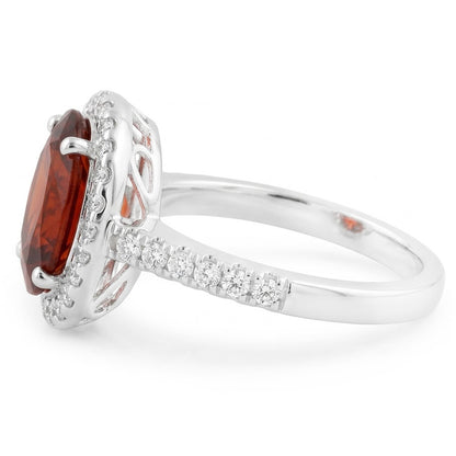 Natural Garnet Ring 13.25ct - White Gold 14K