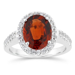 Natural Garnet Ring 13.25ct - White Gold 14K