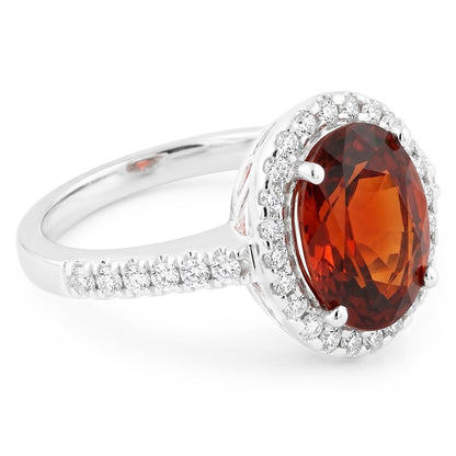 Natural Garnet Ring 13.25ct - White Gold 14K