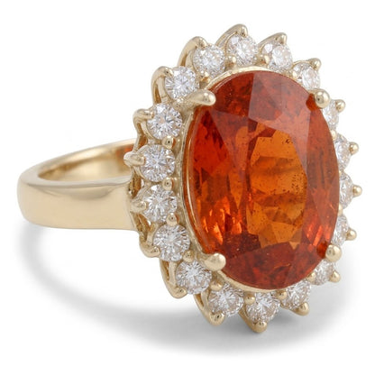 Natural Garnet Ring 14ct - Yellow Gold 14K