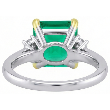 Natural Green Emerald GIA And Diamond Ring 14K Gold Jewelry
