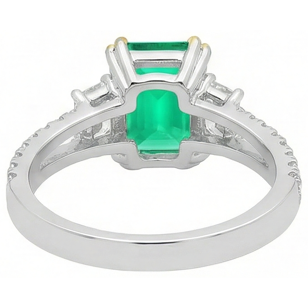 Natural Green Emerald GIA Diamond Ring Fine Jewelry