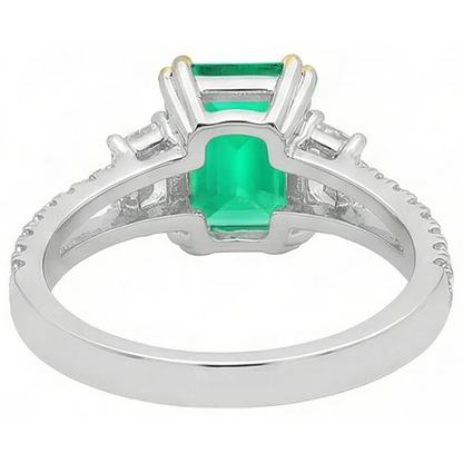Natural Green Emerald GIA Diamond Ring Fine Jewelry