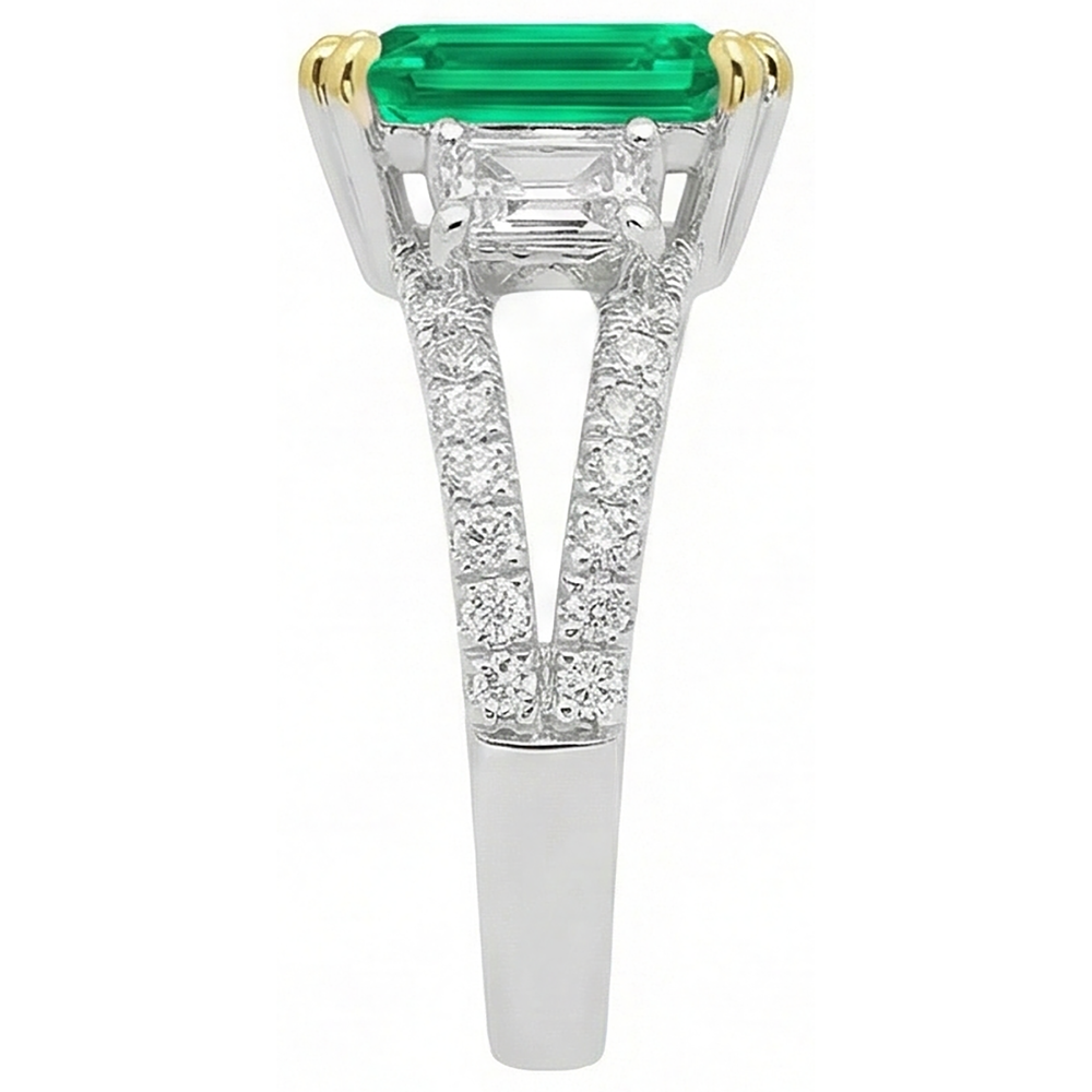Natural Green Emerald GIA Diamond Ring Fine Jewelry
