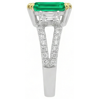Natural Green Emerald GIA Diamond Ring Fine Jewelry