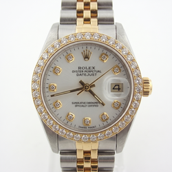 Natural Ladies Rolex Date-Just Watch Diamond White Dial Bezel