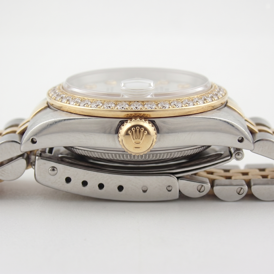 Natural Ladies Rolex Date-Just Watch Diamond White Dial Bezel