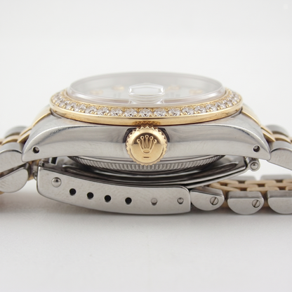 Natural Ladies Rolex Date-Just Watch Diamond White Dial Bezel