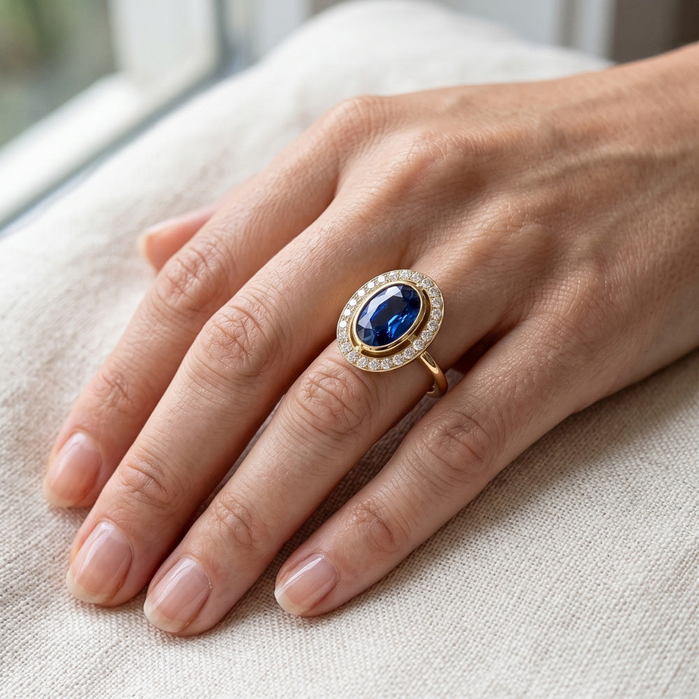 Natural Real Bezel Set oval Sri Lankan Sapphire 5 Carats Gemstone New