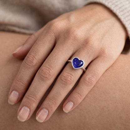 Natural Real Solitaire Ring Heart Bezel Set Sri Lankan Sapphire 2 Carats Gold