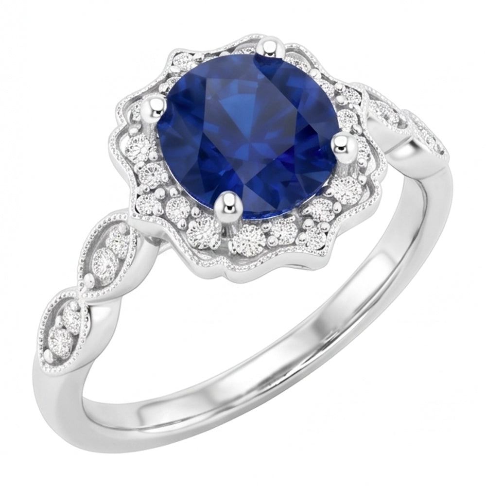 Natural Real ( Not Lab Grown )  1.4 Ct Round Cut Sri Lanka Sapphire Gem Stone Ring