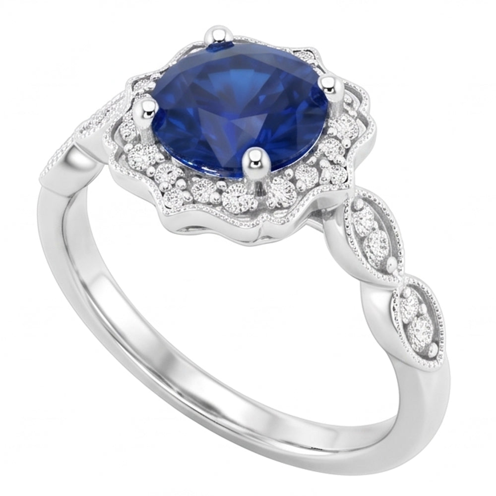 Natural Real ( Not Lab Grown )  1.4 Ct Round Cut Sri Lanka Sapphire Gem Stone Ring