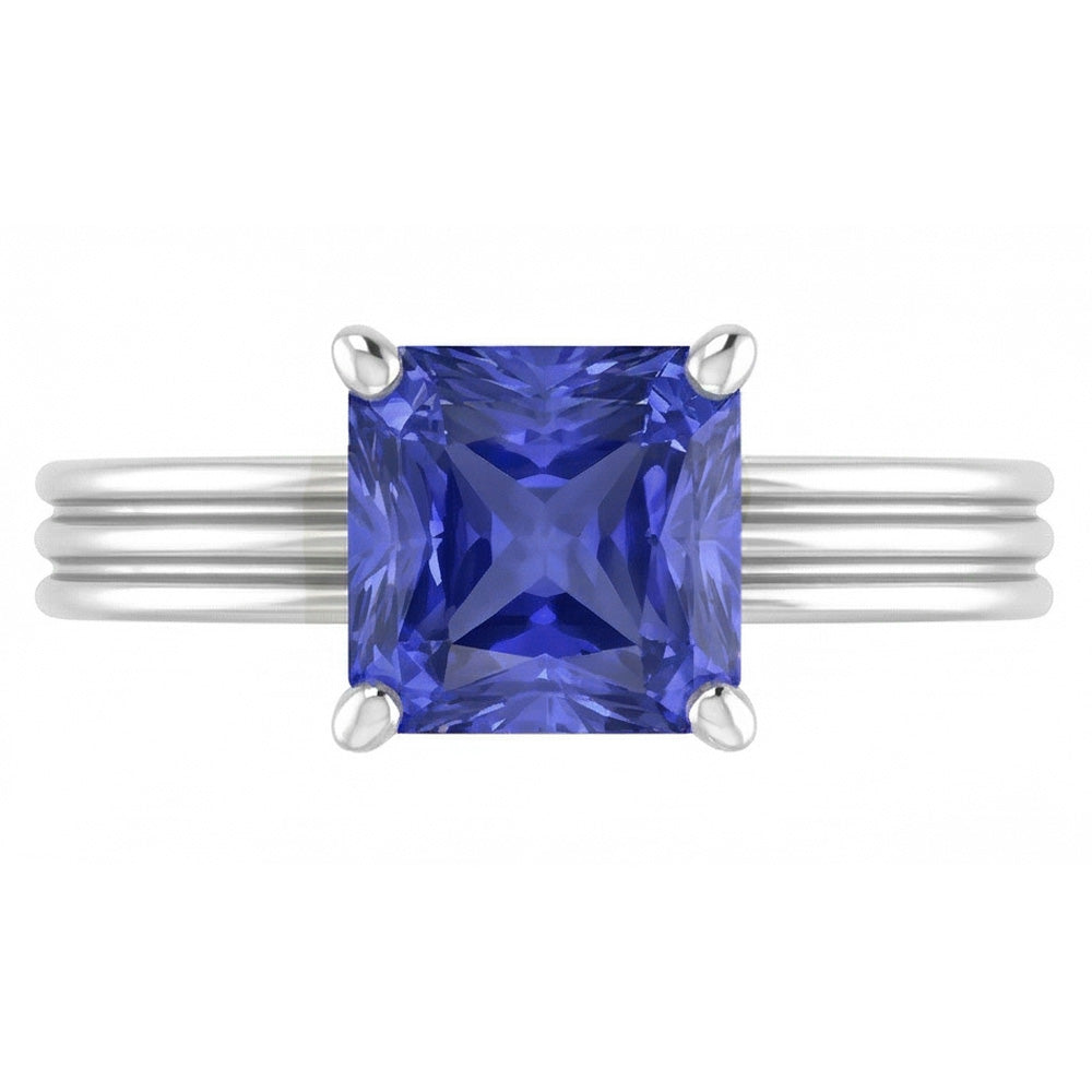 Natural Real ( Not Lab Grown )  1.50 Carats Radiant Solitaire Engagement Ring Ceylon Sapphire Gold 14K