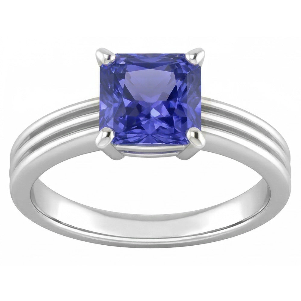Natural Real ( Not Lab Grown )  1.50 Carats Radiant Solitaire Engagement Ring Ceylon Sapphire Gold 14K