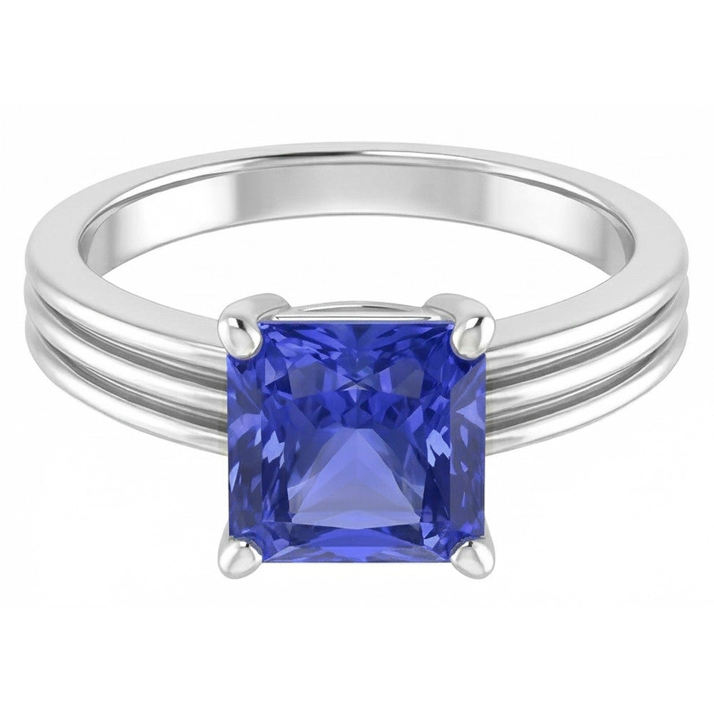 Natural Real ( Not Lab Grown )  1.50 Carats Radiant Solitaire Engagement Ring Ceylon Sapphire Gold 14K