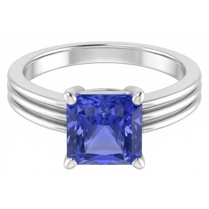 Natural Real ( Not Lab Grown )  1.50 Carats Radiant Solitaire Engagement Ring Ceylon Sapphire Gold 14K