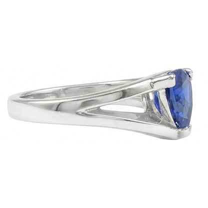 Natural Real ( Not Lab Grown )  1.50 Carats Solitaire Ring Trillion Ceylon Sapphire Split Shank