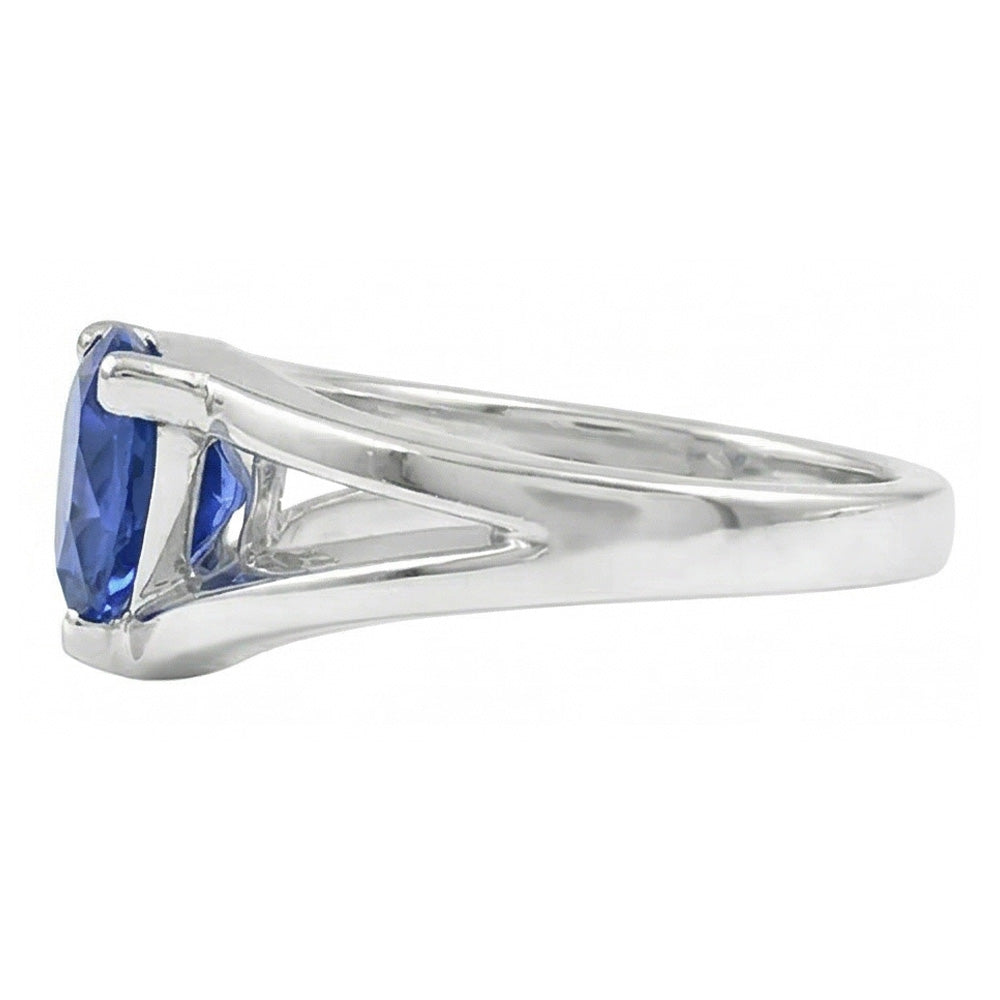 Natural Real ( Not Lab Grown )  1.50 Carats Solitaire Ring Trillion Ceylon Sapphire Split Shank