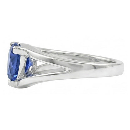 Natural Real ( Not Lab Grown )  1.50 Carats Solitaire Ring Trillion Ceylon Sapphire Split Shank