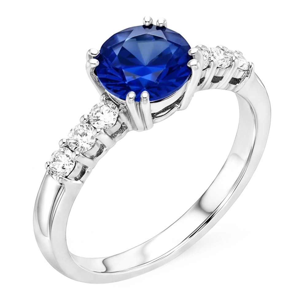 Natural Real ( Not Lab Grown )  1 Carat Blue Sapphire Anniversary Ring