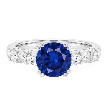 Natural Real ( Not Lab Grown )  1 Carat Blue Sapphire Anniversary Ring