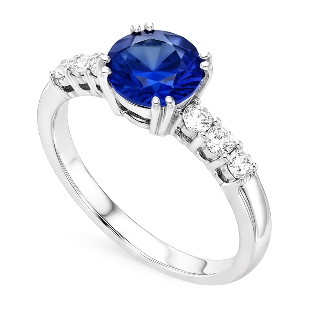 Natural Real ( Not Lab Grown )  1 Carat Blue Sapphire Anniversary Ring