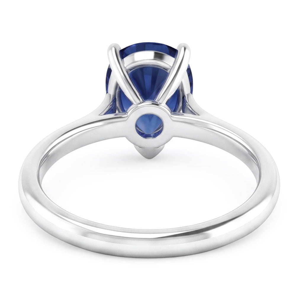 Natural Real ( Not Lab Grown )  1 Carat Ceylon Sapphire Solitaire Ring Pear Cut Cathedral Setting